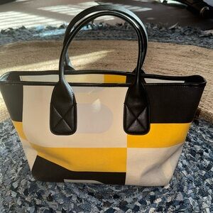 LABOR DAY SALE!! EVEN BETTER BALLY TOTE IS IN FUN CANVAS PRINT W. LEATHER STRAPS